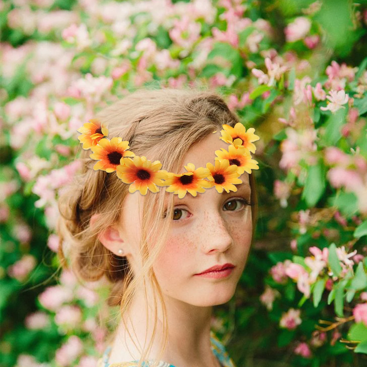 

2pcs Daisy Kids Hairband Yellow Flower Decor Kids Hairband Makeup Child Beach Photo Prop Stylish Women Accessories