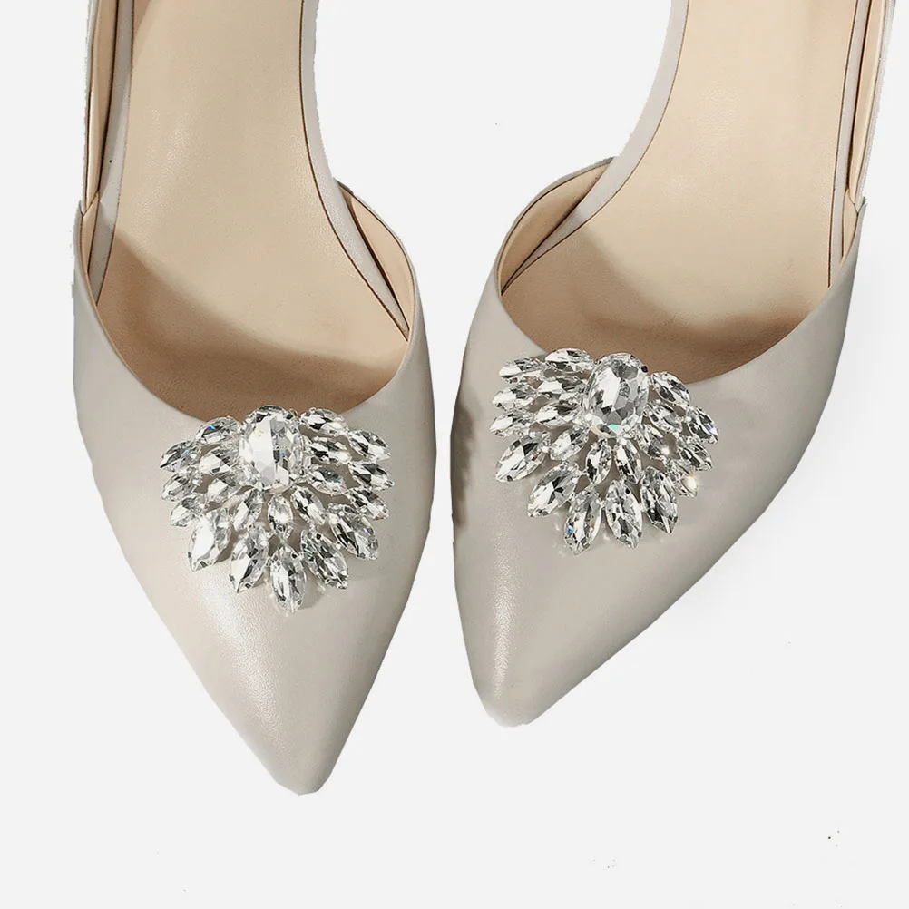 

Rhinestone Shoe Clips Buckles Jewelry for Bridal Wedding Flowers Crystal Bride naments Silver Shoe Decor Accessories