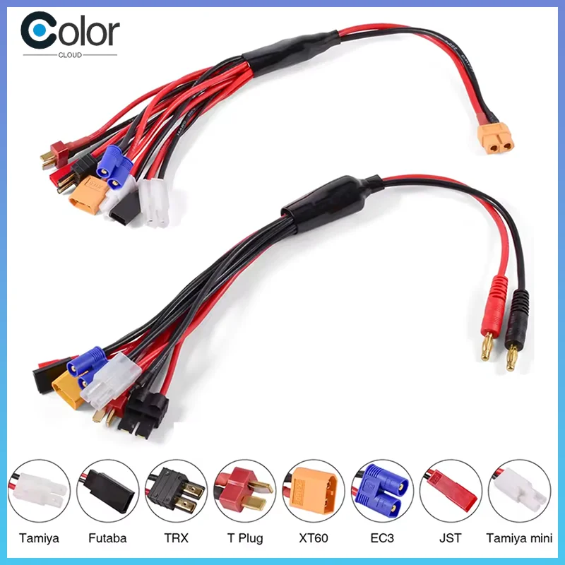 Rc Charger Adapter Connector 8 In 1 Charger 4.0mm Banana Xt60 Trx Tamiya Lipo For Rc Car Drone Imax B6 B6ac Battery Cable