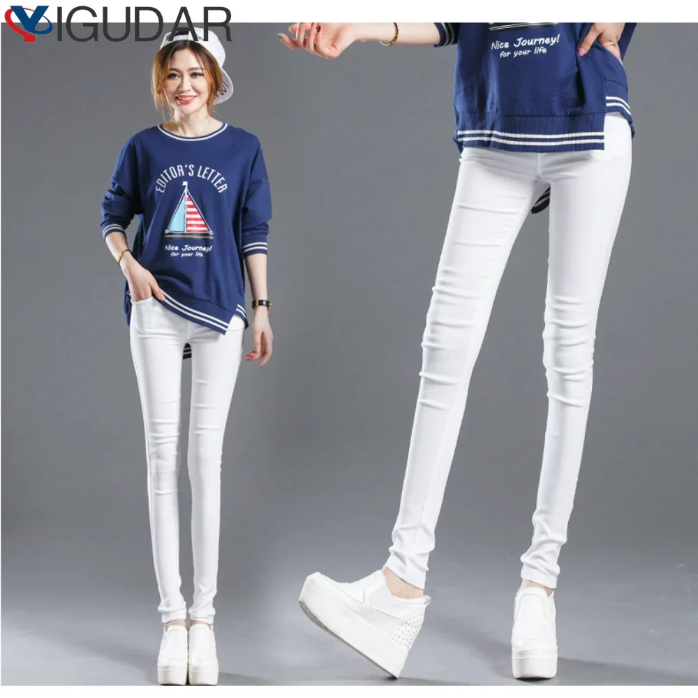 Legging elástico De cintura alta con bolsillos para Mujer, Leggins ajustados, Pantalones De Mujer, Pantalones pitillo informales, moda coreana