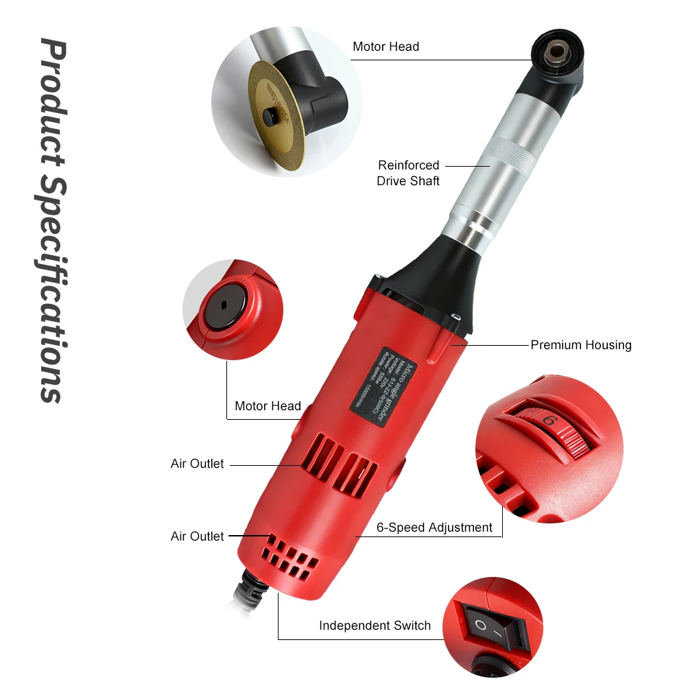 90-Degree Elbow Die Grinder Tool Kit Mold Polisher 550W Multi-Functiont Rotary Tool for Metal Grinding, Wood Carving, Polishing
