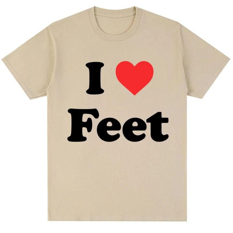 Humorous Joke I Love Feet Pure Cotton Printed Men's and Women's Fashion Loose Casual T-shirt Summer New Personalized T-shirt
