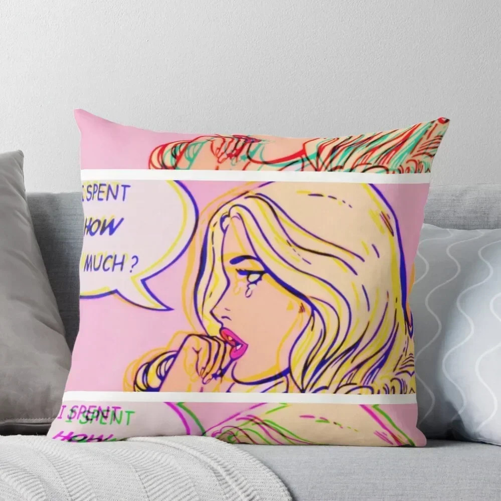 I Spent How Much Comic Pop Art Print Throw Pillow Plaid Sofa Luxury Living Room Decorative Cushions Christmas Pillow pillow