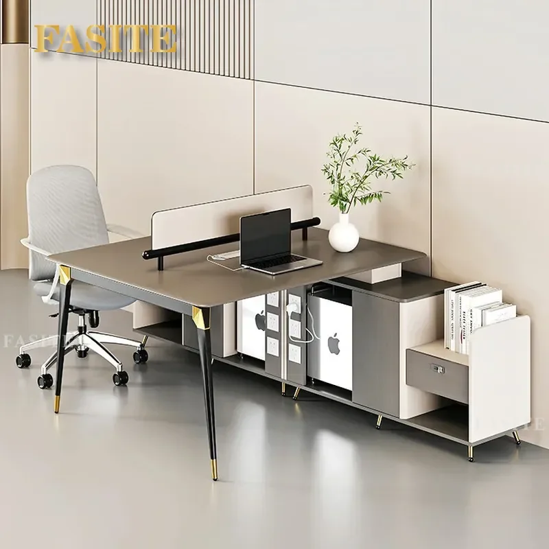 For Office Staff Desk and Chair Set Simple Modern Light Luxury Financial Workstation 2 Person Manual Combination Ergonomic