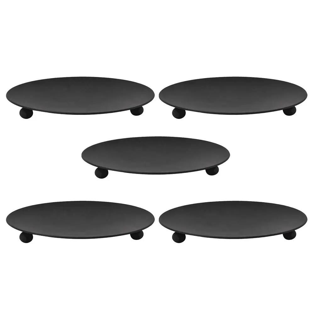 

5Pcs Iron Plate Holders Unique Elegant Shape Home Desktop Decors Multiuse Iron Plate Holder Tabletop Candleholders