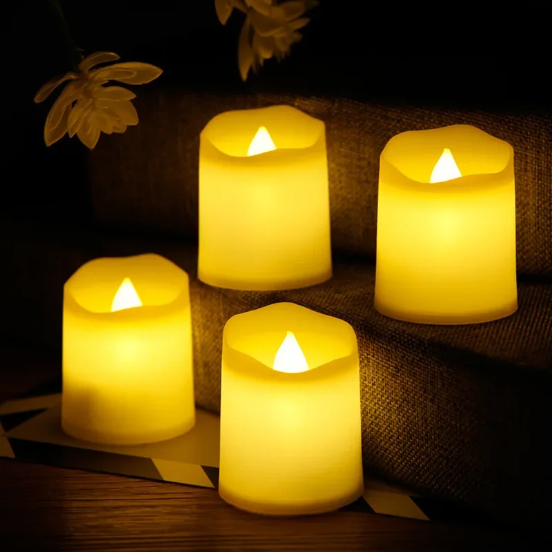 Velas electrónicas LED sin llama, lámpara de mesa con luz de té alimentada por batería para bodas, Halloween, decoración navideña, velas