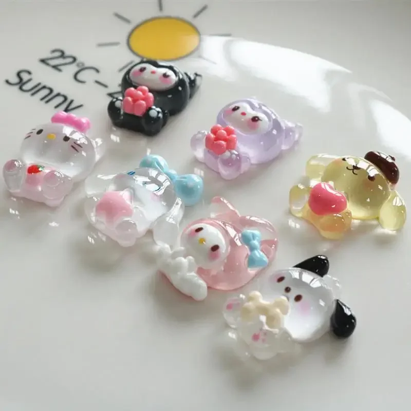 Sanrios-Accesorios de melodía de 10 piezas, Kuromi Pochacco, Hellokitty, pompurin, Cinnamoroll, 3D, dibujos animados Kawaii, juguetes de Anime, regalo