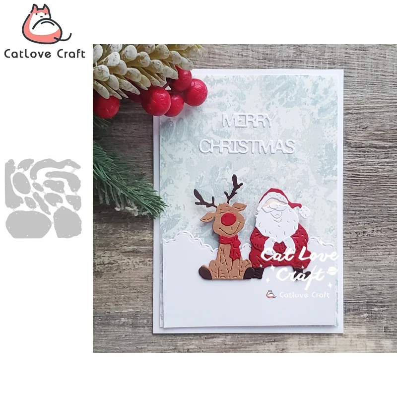 Catlove Weihnachtsmann-Rentier-Lachmotiv Metall-Stanzformen Scrapbooking-Schablone Stanzformen für Kartenherstellung, Basteln und Prägung Neue Stanzformen