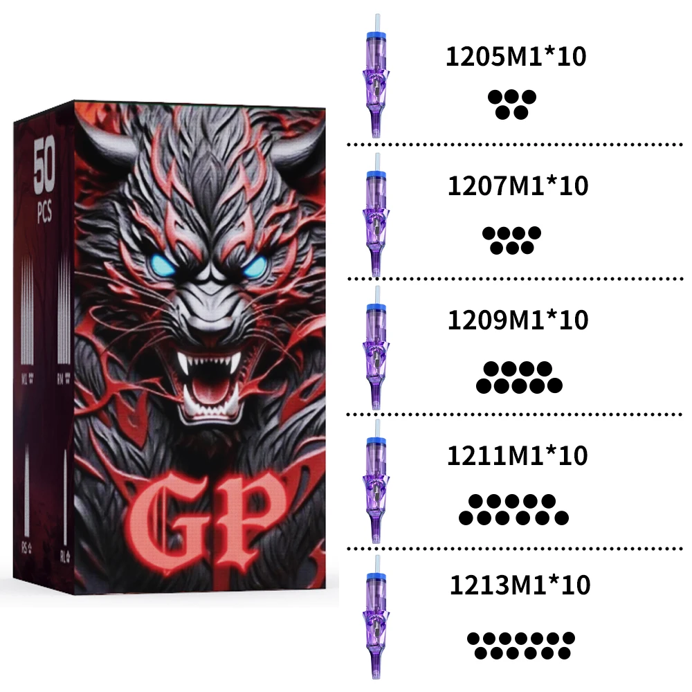 

Goldplume 50-Piece Mixed Pack of Professional Tattoo Needles, with Membrane Safety Needles, Disposable Tattoo Needles