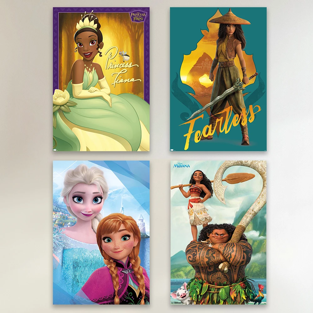 Póster de princesa clásica, impresiones de películas de Frozen, arte de pared para dormitorio de niñas, pintura en lienzo de la princesa y la rana, arte para el hogar