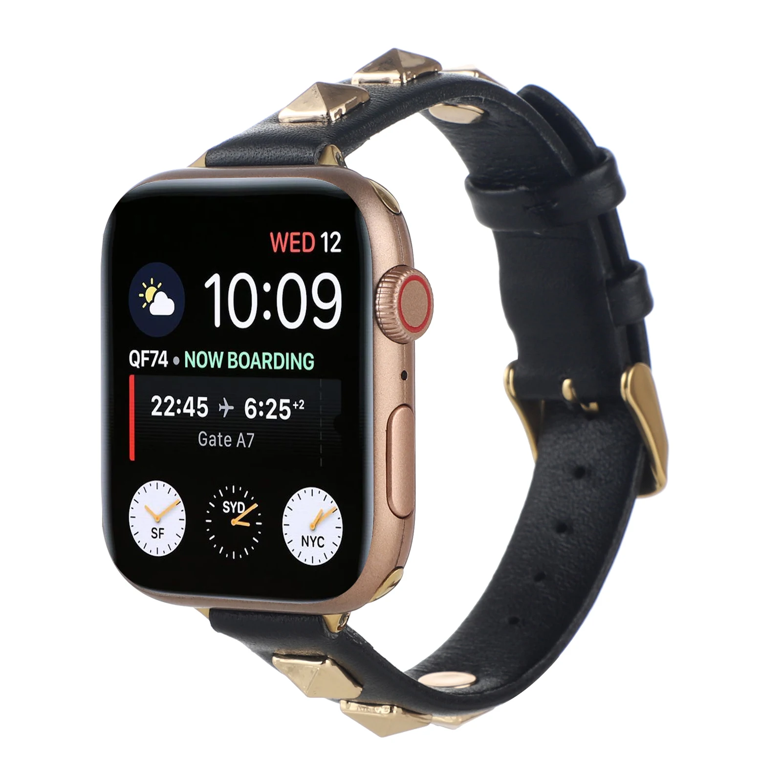 Ремешок из натуральной кожи для Apple watch, тонкий браслет-цепочка для iwatch87654321SE Ultra38 40 41 42 44 45 мм, с заклепками для женщин