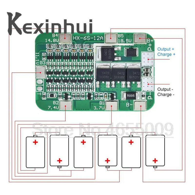 6S 12A 24V PCB BMS Protection Board For 6 Pack 18650 Li-ion Lithium Battery Cell Module New Arrival