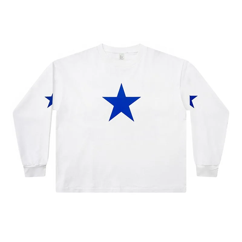 Kanye West Long Sleeve American Heavyweight Loose Fit Mask Five-Pointed Star Men Women Long Sleeve T-Shirt
