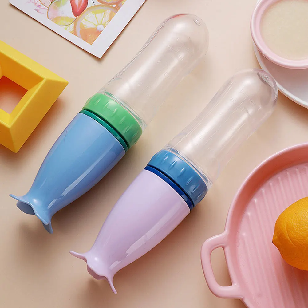 

3Pcs Baby Food Feeder Rice Paste Spoon Bottle Assorted Color Safe Durable High Temp Resistant Easy Carry Multifunctional