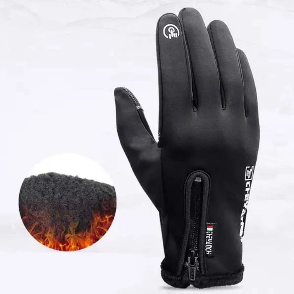 

Polar Fleece 2 Finger Flip Gloves Soft Anti-splash Water Thickened Gloves Contrast Color Anti-slip PU Anti-cold Mittens Skiing