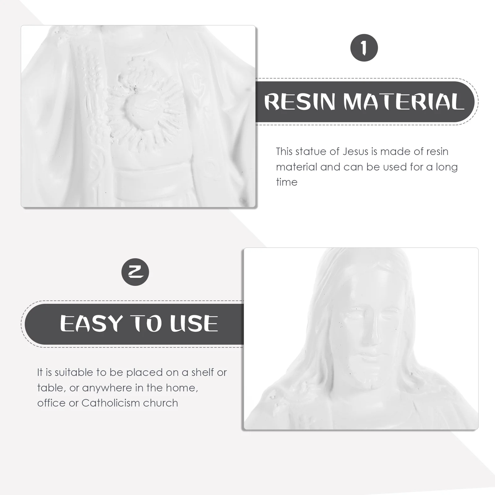 

Resin Jesus Statue Desktop Church Decoration Home Office Shelf Ornament Religious Sculpture Sturdy Lightweight