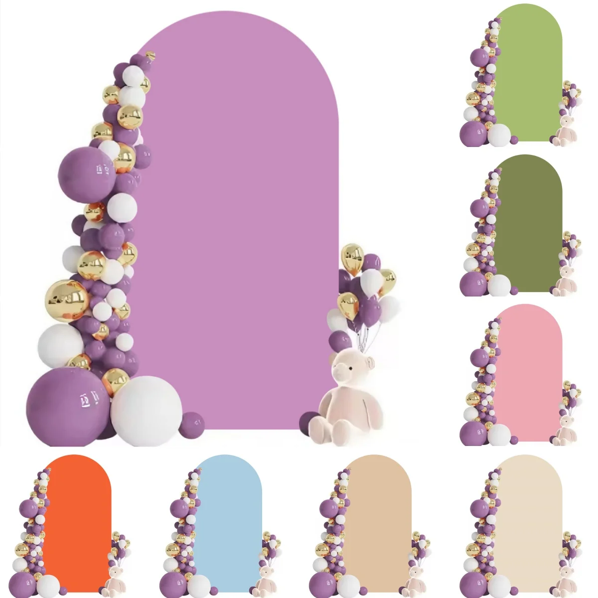 

Solid Color Double-Sided Arched Photography Backdrop Baby Shower Wedding Kids Boys Girls Birthday Pregnant Portrait Background