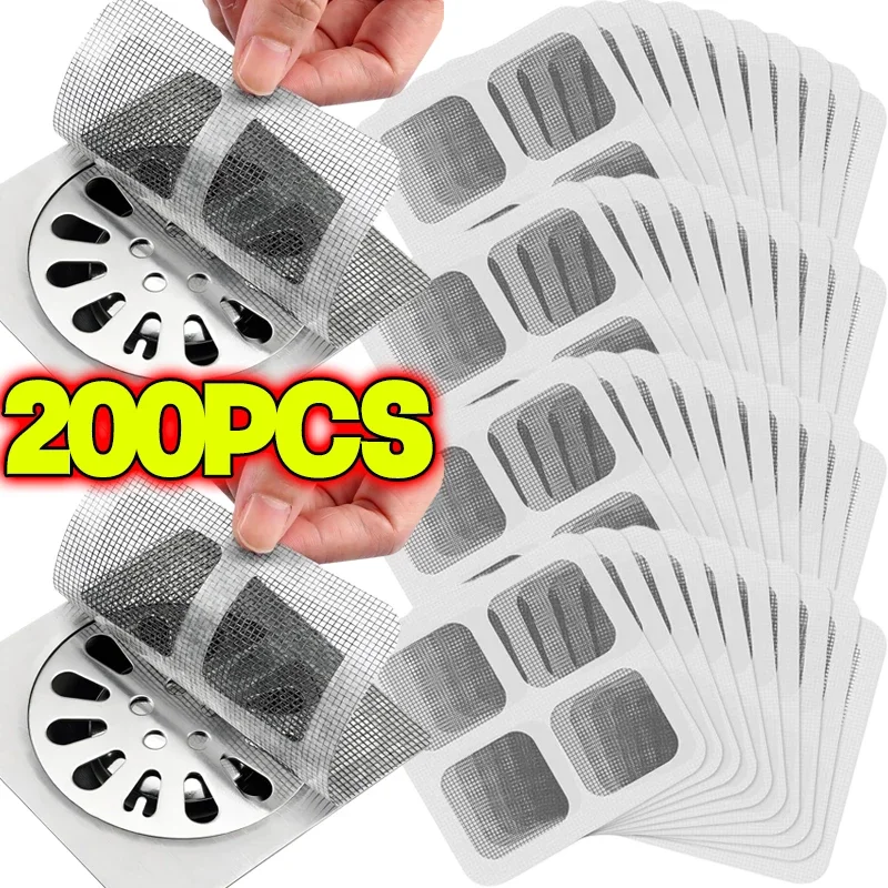 200x Disposable Shower Drain Hair Catcher Mesh Shower Drain Covers Floor Sink Strainer Filter Hair Stopper For Bathroom Kitchen