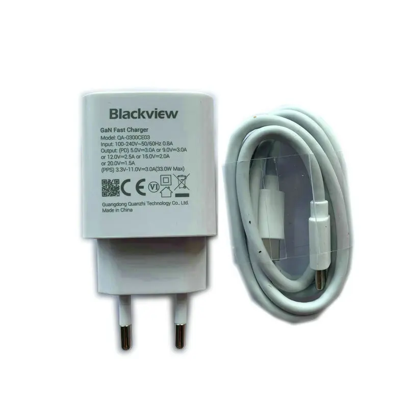 Fast Charger for Blackview SHARK 8 OSCAL S80 BV7100 BL5000 Original EU Plug Travel 33W Power Adapter Type C To Type C Cable - náhled 6