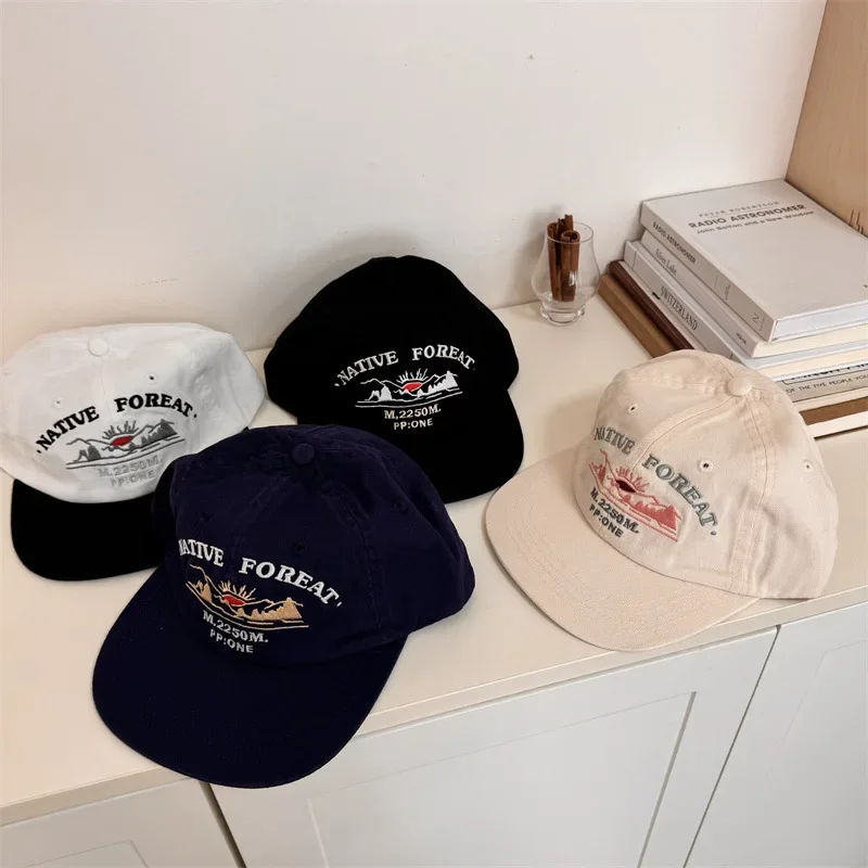 Vintage flat edge baseball cap niche street couple letter embroidery cap men and women