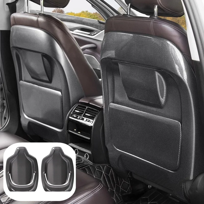 Car Front Seat Anti-Kick Mats protective cover carbon fiber pattern For BMW X1 F48 2016-2023 Auto Accessories