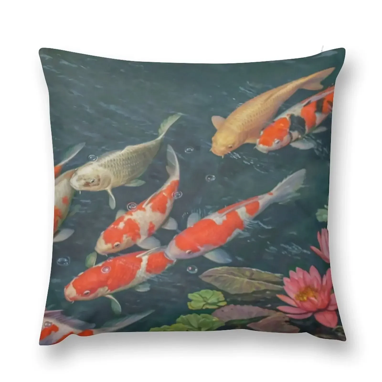 Koi Fish Pond Goldfish Throw Pillow Luxury Pillow Case Luxury Living Room Decorative Cushions Sofa Cushions pillow