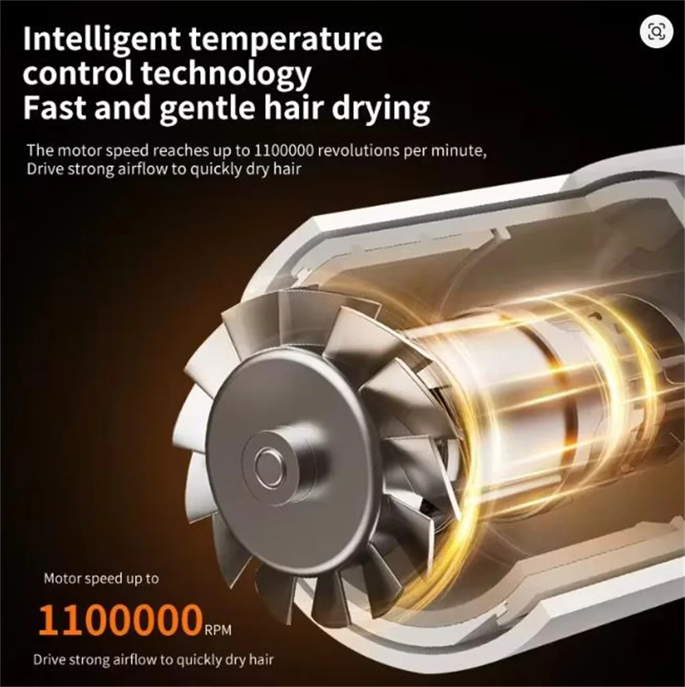 Professional Leafless Hair Dryer Negative Ion Home Salon Personal Hair Styling Tool Compact Electric Hair Dryer for Fast Drying