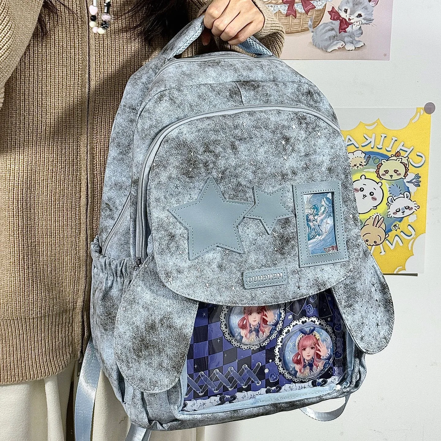 backpack large capacity black star high school bag backpacks y2k girls school bag boy  school bag ita bags college style