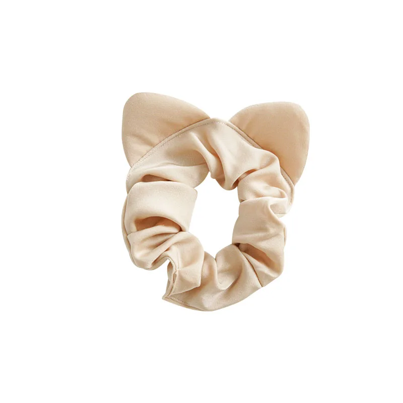 Ikat Rambut Telinga Kucing Imut Ikat Rambut Kain Warna Solid Mode Pita Rambut Ikat Rambut Kotak-kotak Aksesori Rambut Ikat Rambut Ekor Kuda