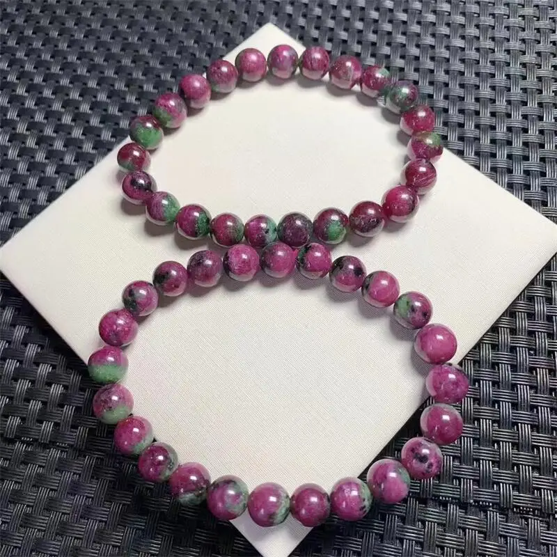 Natural Ruby In Zoisite Bracelet Fashion Crystal Gemstone Woman Amulet Jewelry Healing Healing Gift 8MM