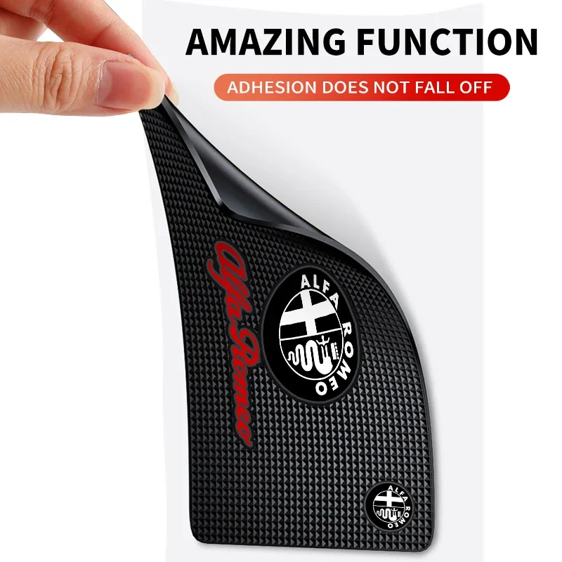 Car Logo Anti Slip Mat Phone Holder Non-Slip Mat non slip Pad For Alfa Romeo 159 Giulietta 147 Mito 156 Giulia Stelvio Brera