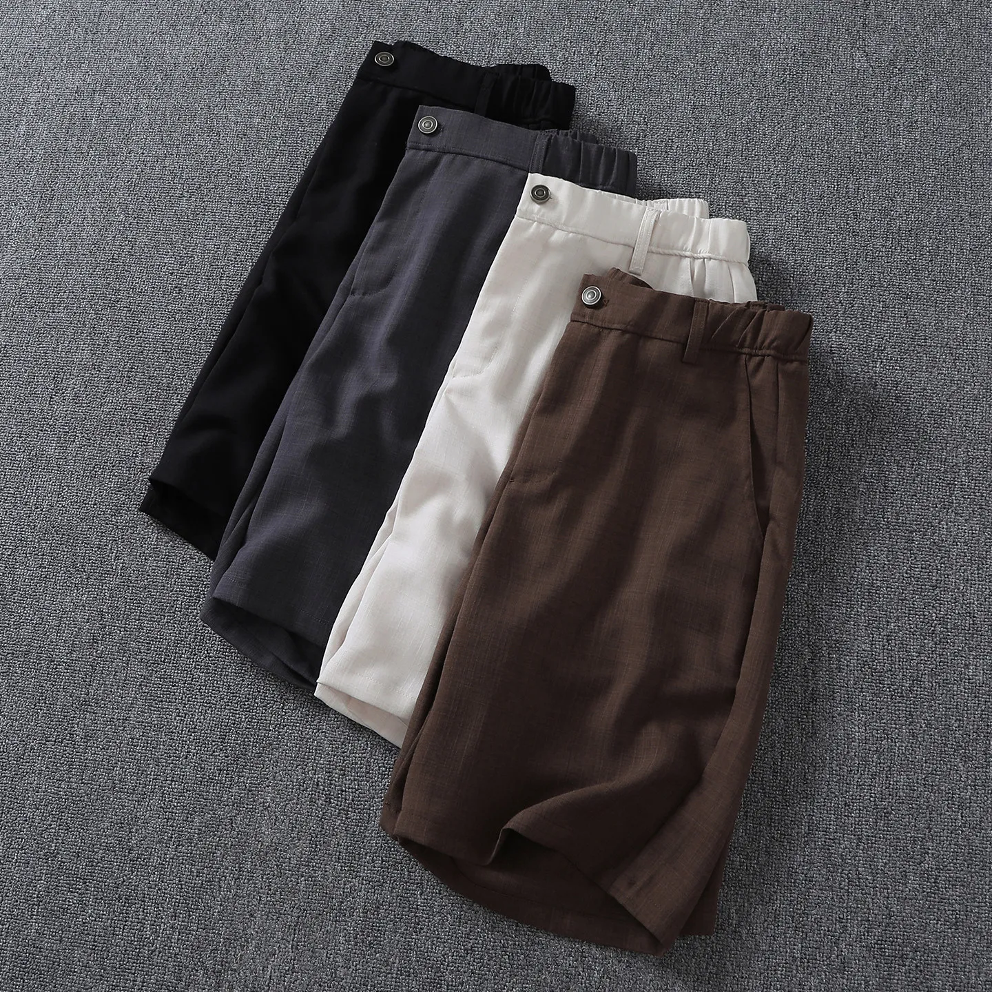 2026 Summer New American Retro Breathable Comfortable Elastic Waist Linen Blend Shorts Men's Fashion Loose Casual 5-point Pants