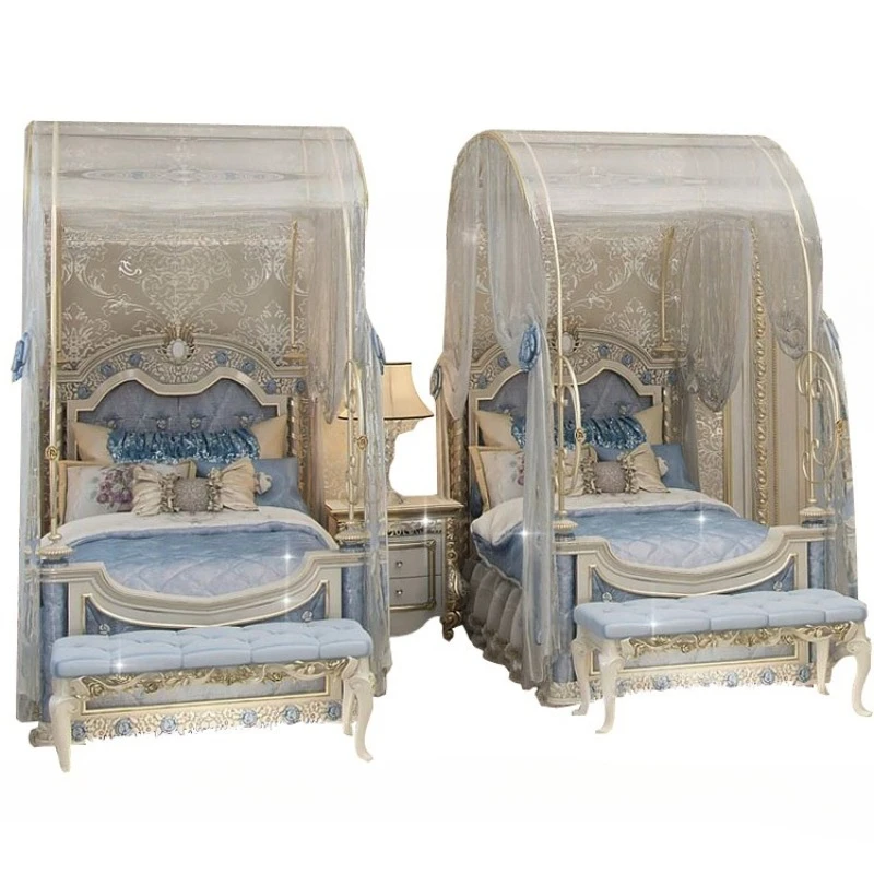 Tempat tidur putri mewah bergaya neoklasik dari kayu solid, impian anak perempuan, ukuran 1,5 meter