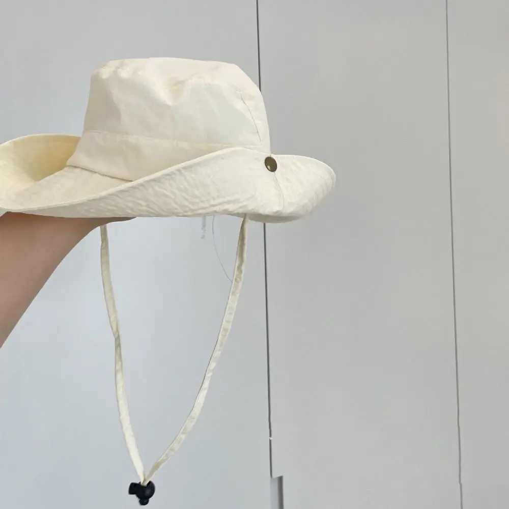 Kapelusz typu bucket na sznurku w cukierkowych kolorach, szybkoschnący, w stylu koreańskim, dziecięcy kapelusz rybacki, anty-UV, casualowy letni kapelusz przeciwsłoneczny dla dzieci.