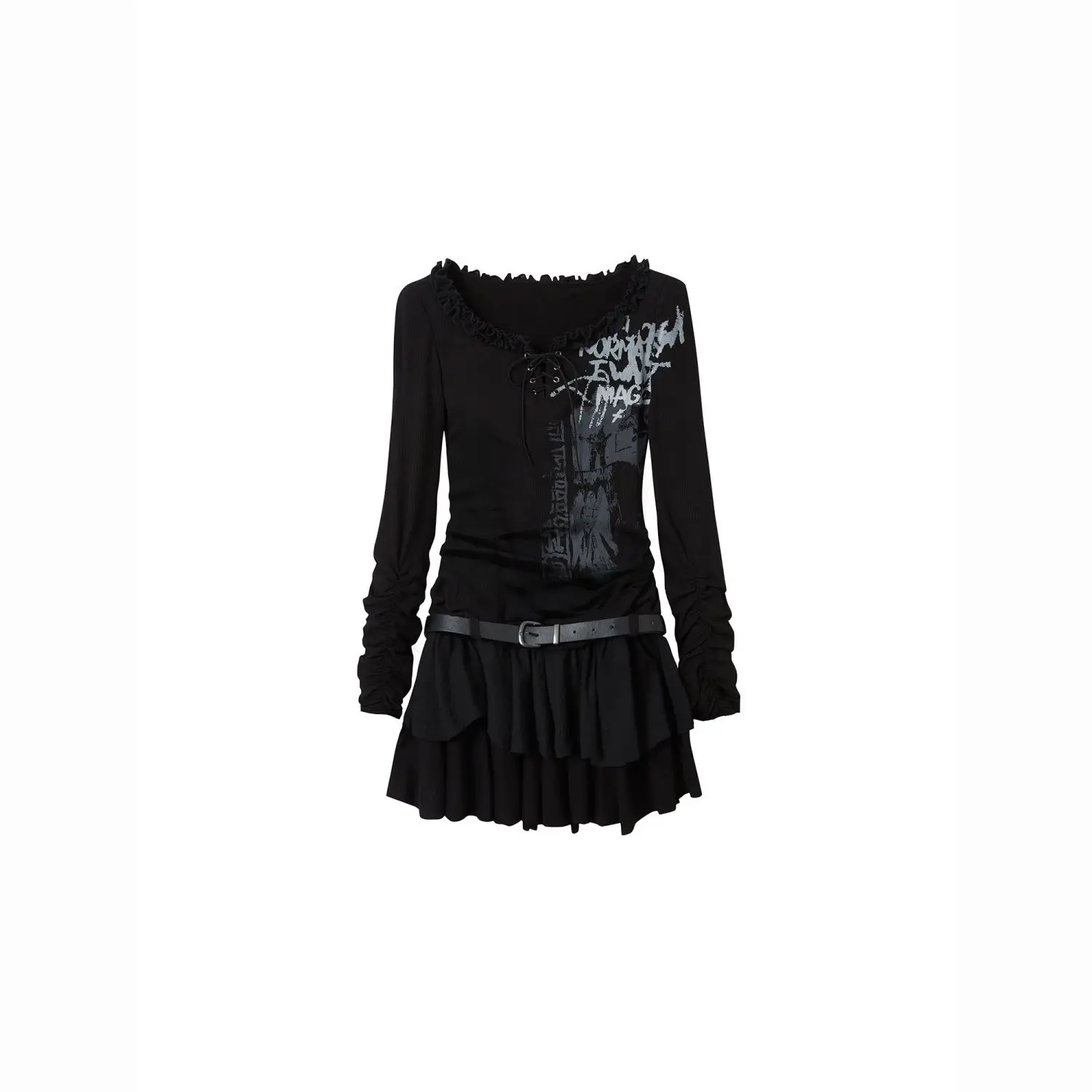 

Punk Rock Slim Fit Personality Street Style Short Skirt Strap-on Dress