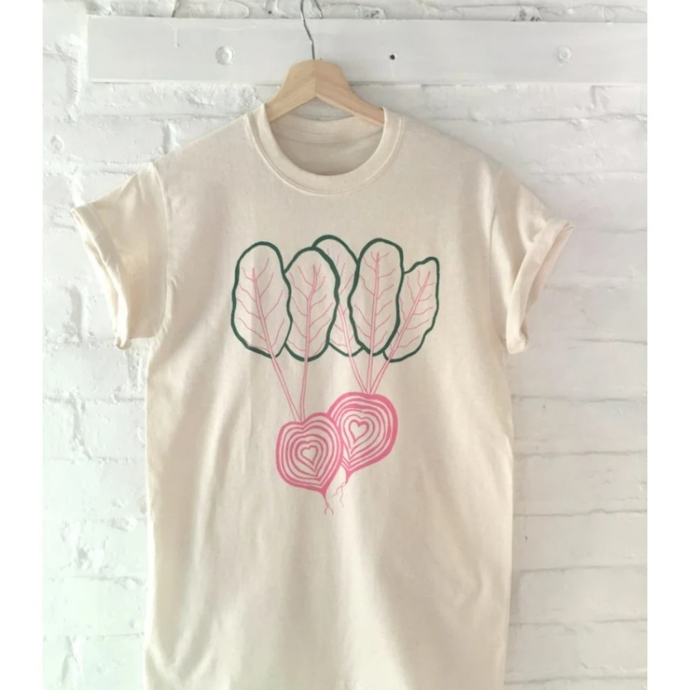 

Beet Graphic Tee Vegetable Print Shirt Funny Foodie Gift Clothing Rural Style Women Summer Tops Simple Casual Daily Life Tshirt