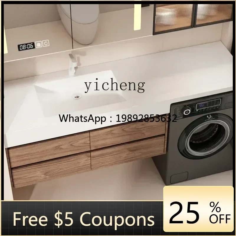 

XX bathroom drum washing machine integrated cabinet rock slab seamless wash basin washbasin