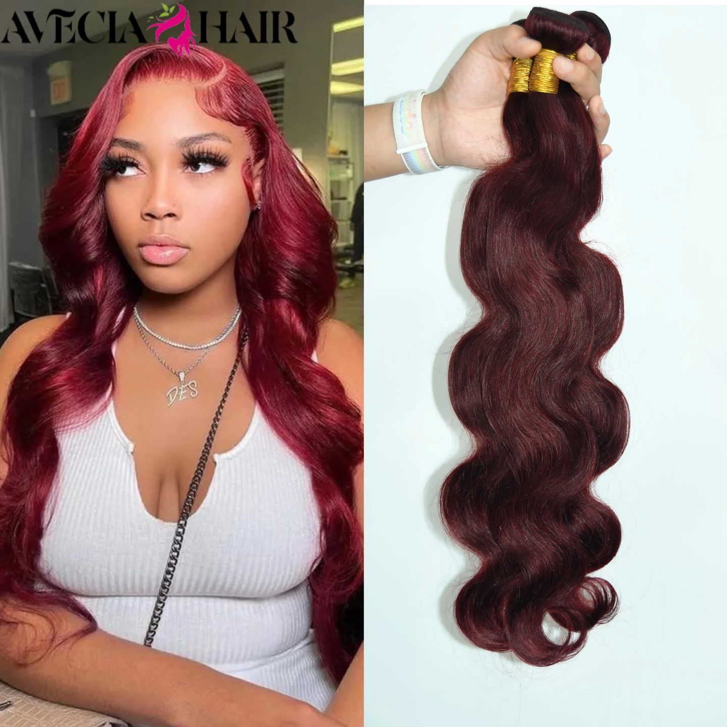 

99J Burgundy Body Wave Bundles 100% Human Hair Bundles Raw Human Hair Red Color 1/3/4 PCS Bundle Brazilian Hair Weave Bundles