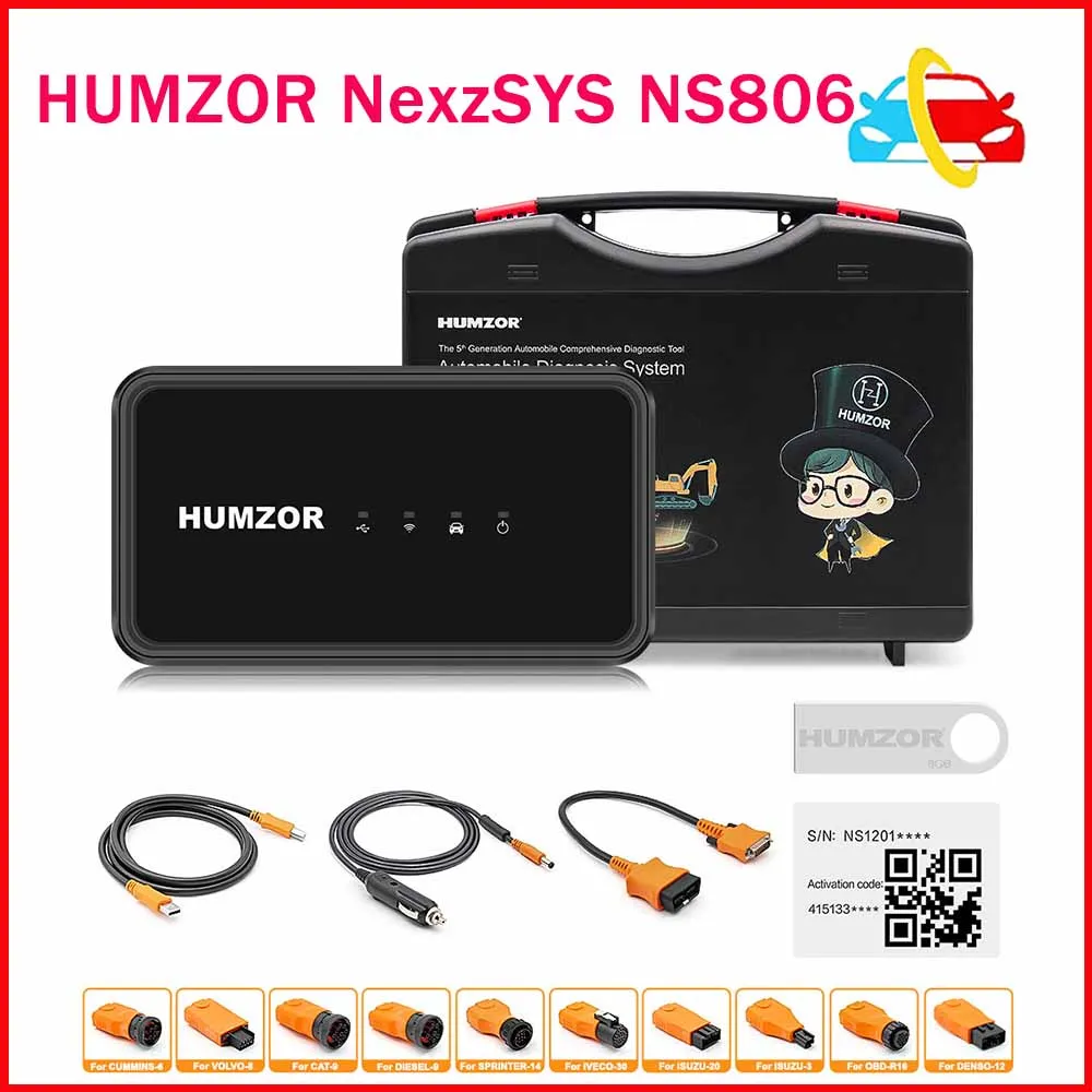 

Humzor NexzSYS NS806 for Truck Full System 24V OBD 2 Diagnostic Tool Heavy Duty Auto Scanner for Vol-vo/Sca-nia Multi-language