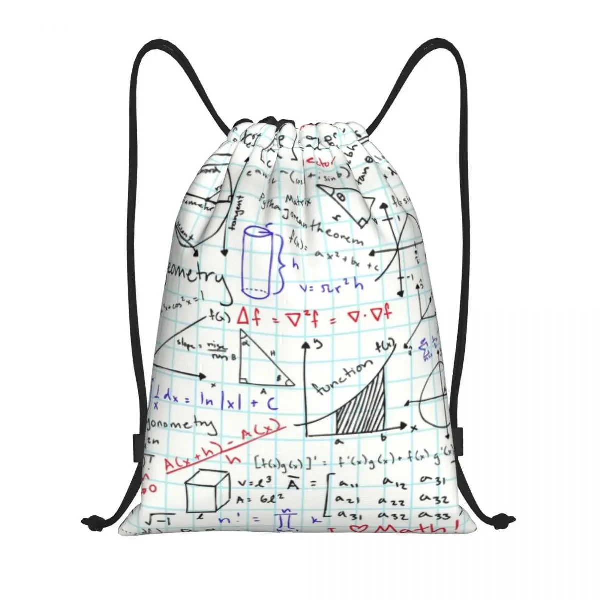 Custom Maths Homework Drawstring Backpack Bags Men Women Lightweight Geek Teacher Gift Gym Sports Sackpack Sacks for Yoga