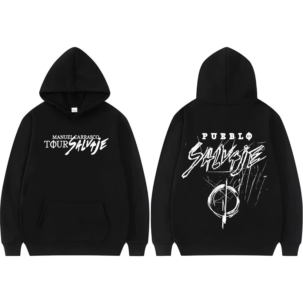 مغني الراب مانويل كاراسكو سلفاجي جولة 2025 ألبوم الرسومات البلوز الرجال الملابس موضة خمر تتجه هوديي بلوزات غير رسمية #1