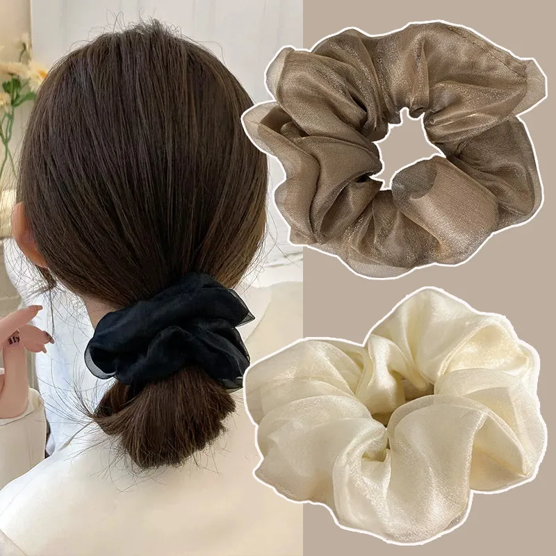 Simple Forest Style High Elastic Mesh Hair Scrunchie Tie Elegant Versatile Hair Rope Accessory