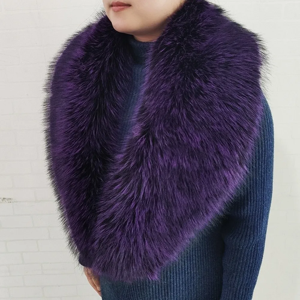 Large Size Faux Fur Collar Set V Shape Thick Warm Shawl Collar Wrap Detachable Oversized Decorative Fur Scarf