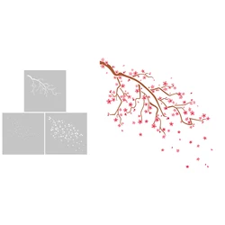 MangoCraft 3PCs Winter Plum Blossom Branch Plastic Stencils Decor DIY Scrapbooking Supplies Stencil For Cards Albums Background