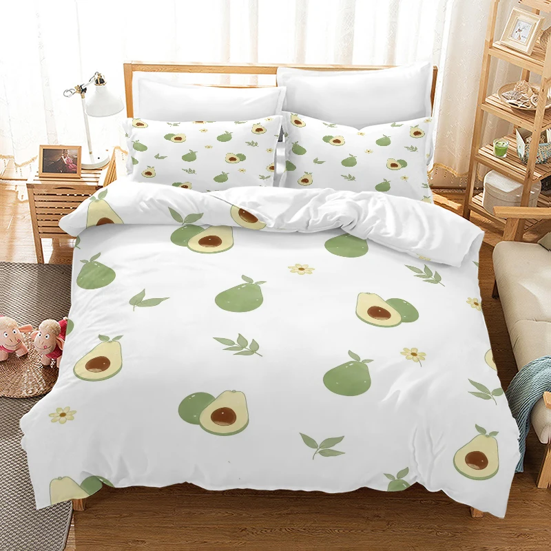 White Pear - Digital Printed Duvet Set - Polyester - Bedroom Decoration -1 Bed cover +2 Pillowcase (no pillow core)