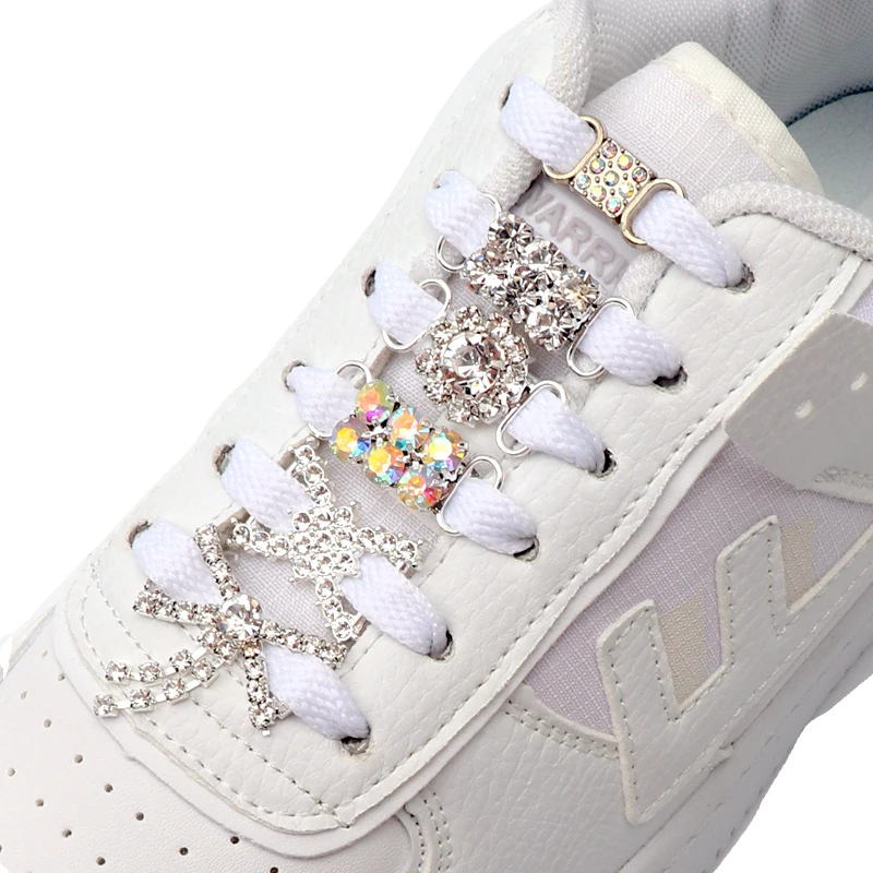 AF1 Diamond Shoelaces Metal Buckle Luxury Rhinestone Shoes Accessories Metal Laces Lock Sneaker Kits Shoe Decorations 2pcs/Pair