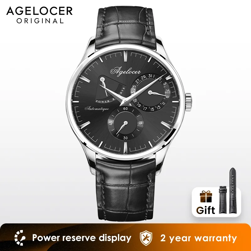 AGELOCER Original Budapest Watch Kinetic Energy Display Men\'s Business Formal Automatic Mechanical Watch Birthday Gift for Men