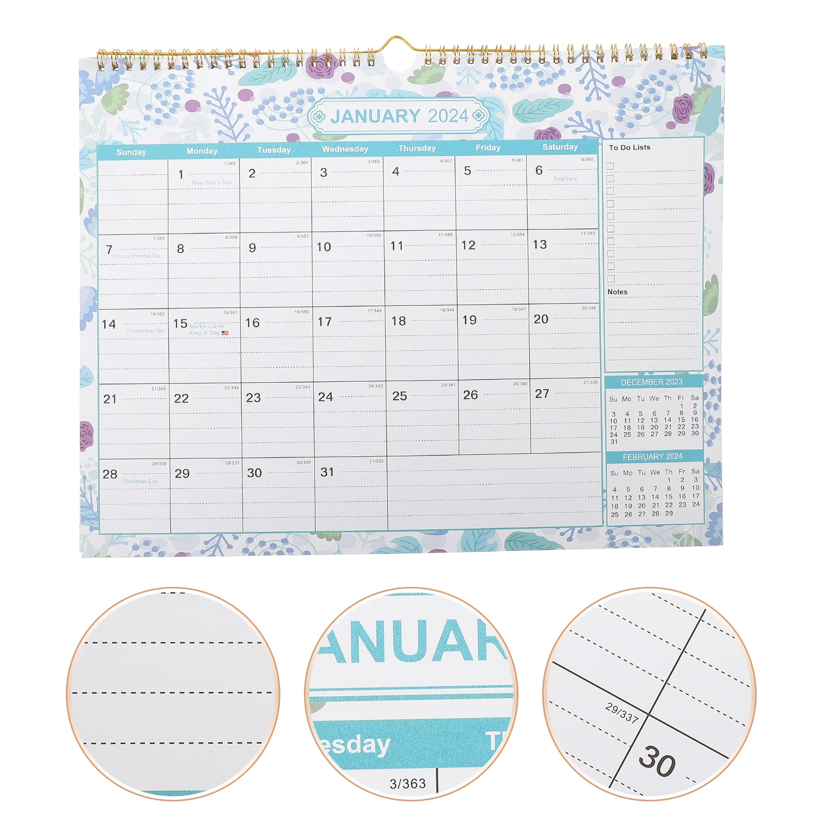 

English Calendar 2024 Wall Monthly Hanging Office Supplies Paper Craft Household Decor Desktop Planner Date Organizer