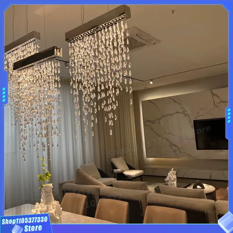 Modern Italian Crystal Chandelier for Dining Room Bar Entrance Partition Simple Designer Restaurant Lighting Fixture Cross