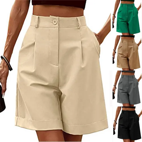 Imagen 2 del producto Pantalones cortos de mujer con cintura alta, pantalones cortos Harajuku, Bermudas informales con botones sueltos para mujer, pantalones cortos de verano 2024